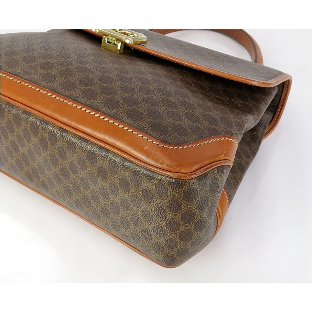 Celine Brown and Tan Patterned Satchel - Picture 7 of 16